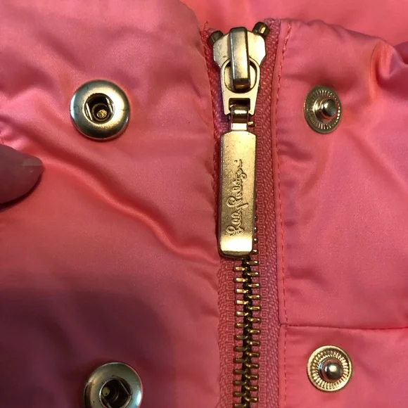 Lilly Pulitzer Lauren Down Puffer Vest Salmon Pink Sz S EUC! - Picture 5 of 12